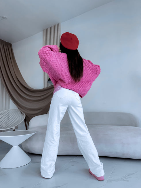 Knitted Sweater "CHOCOLATEY LOVE 7102" – Pink & Red